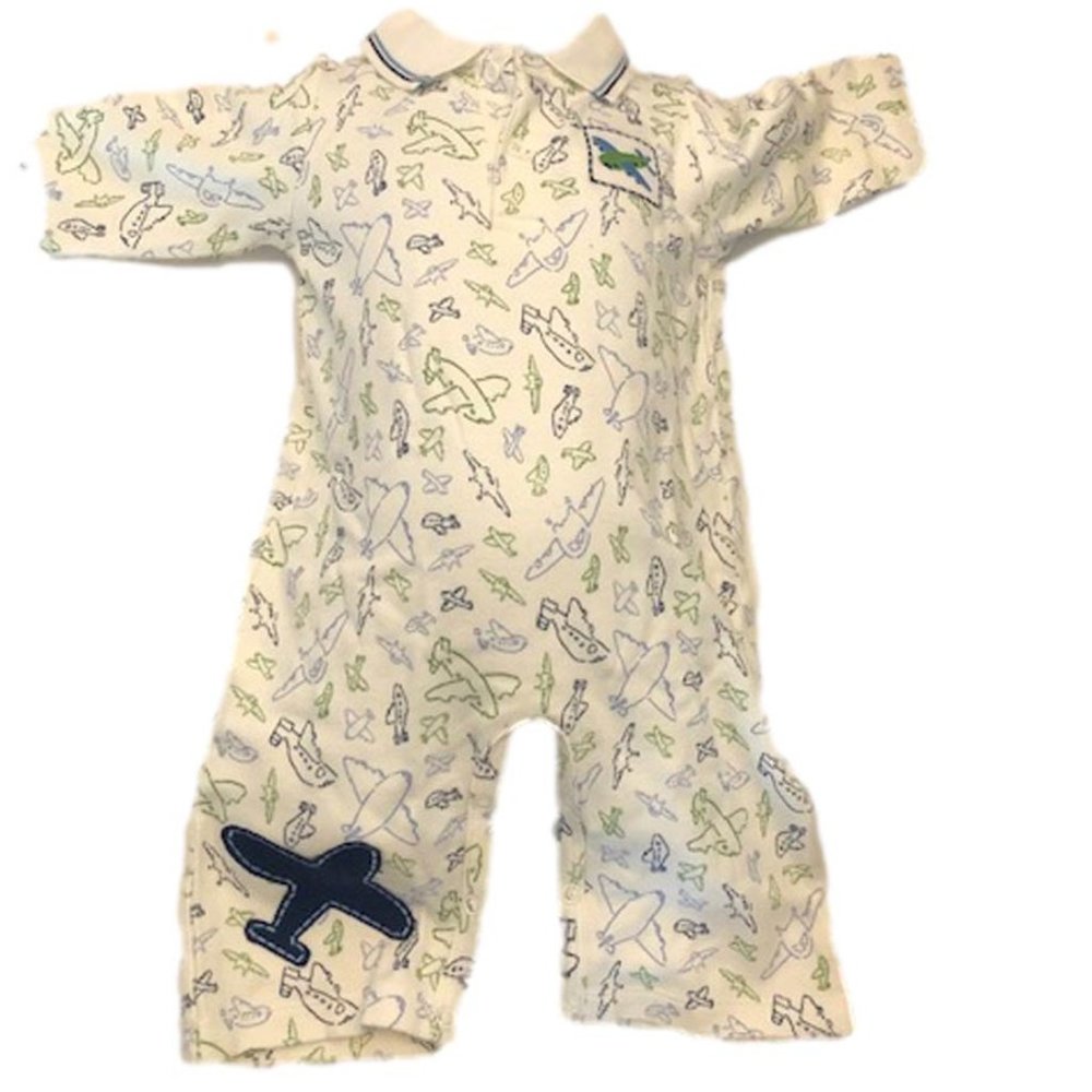 Hartstrings Airplanes Pattern Romper 3-6 months NWT